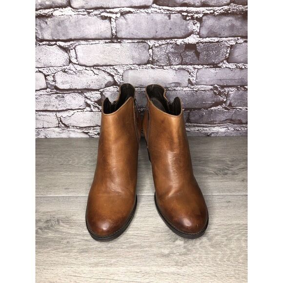Krbonell Brown Ankle Double Sided Zipper Heeled Booties Boots Women Sz 9M US/40 - Picture 2 of 16